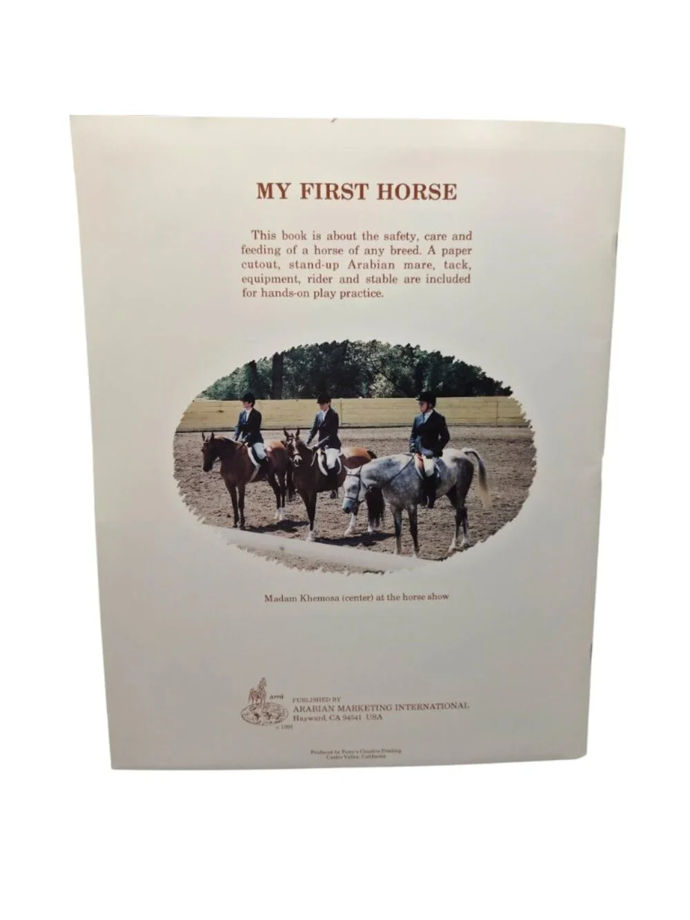 First Edition My First Horse Paper Doll Kit Uncut Madam Khemosa Arabian Stable